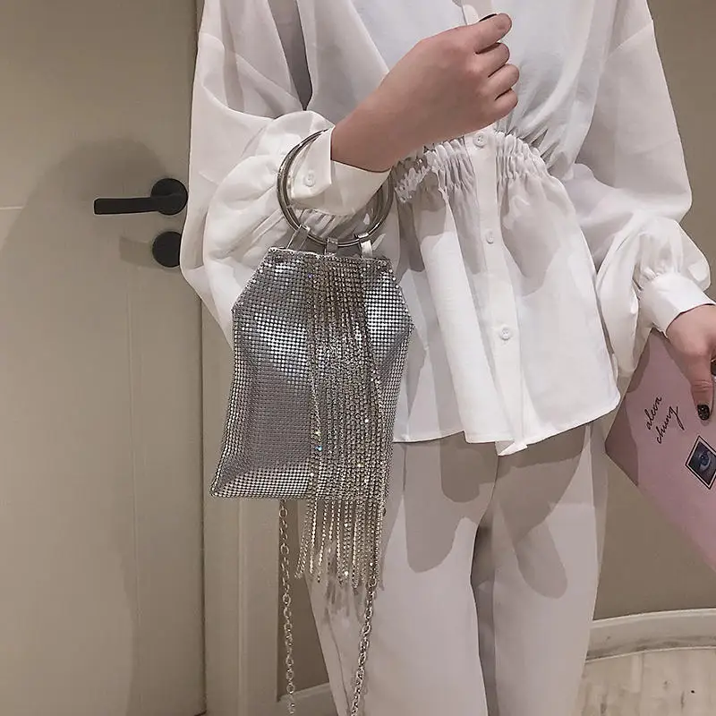Diamond Tassel Handbag Golden Silver Black Color Sequin Women Clutch Evening Bag Ladies Chain Shoulder Sac Phone Purse Party Bag Diamond Tassel Handbag Golden Silver Black Color Sequin Women Clutch Evening Bag Ladies Chain Shoulder Sac Phone Purse Party Bag