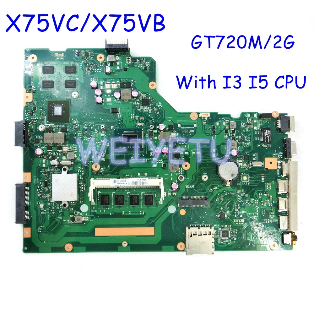 Материнская плата X75VC с процессором I3 /I5 4 Гб ОЗУ материнская для ноутбука ASUS X75V X75VD