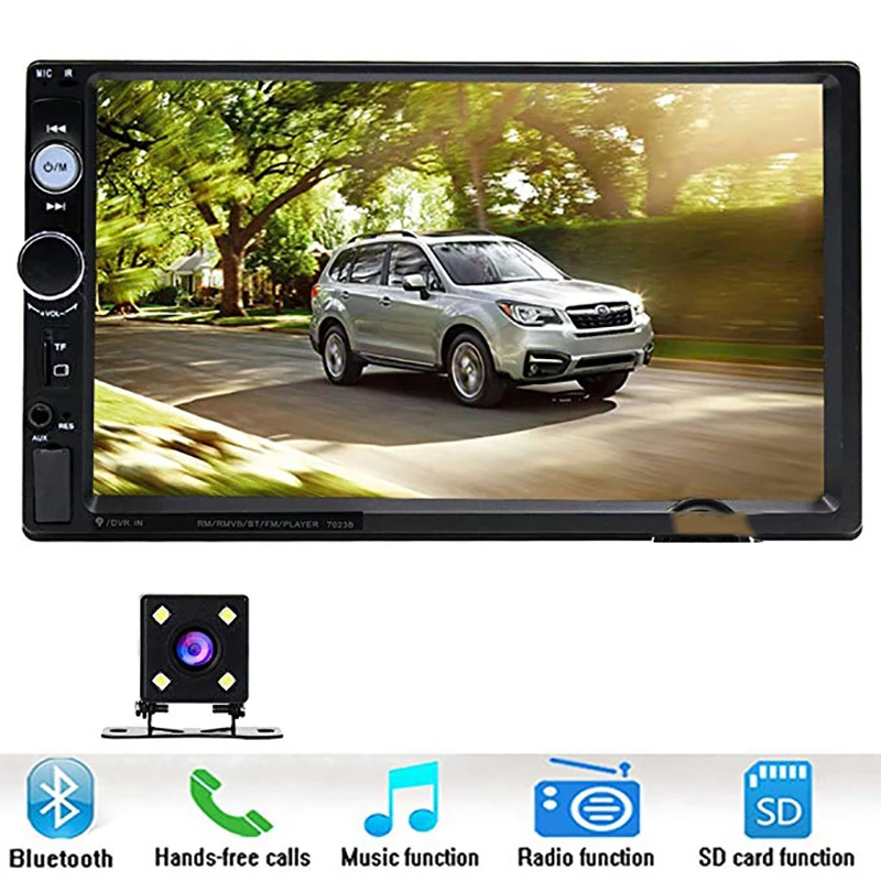 

Car Stereo Audio Double Din Radio 7" digital LCD Monitor with rear camera MP3 USB SD AM FM Bluetooth Wireless Remote Control