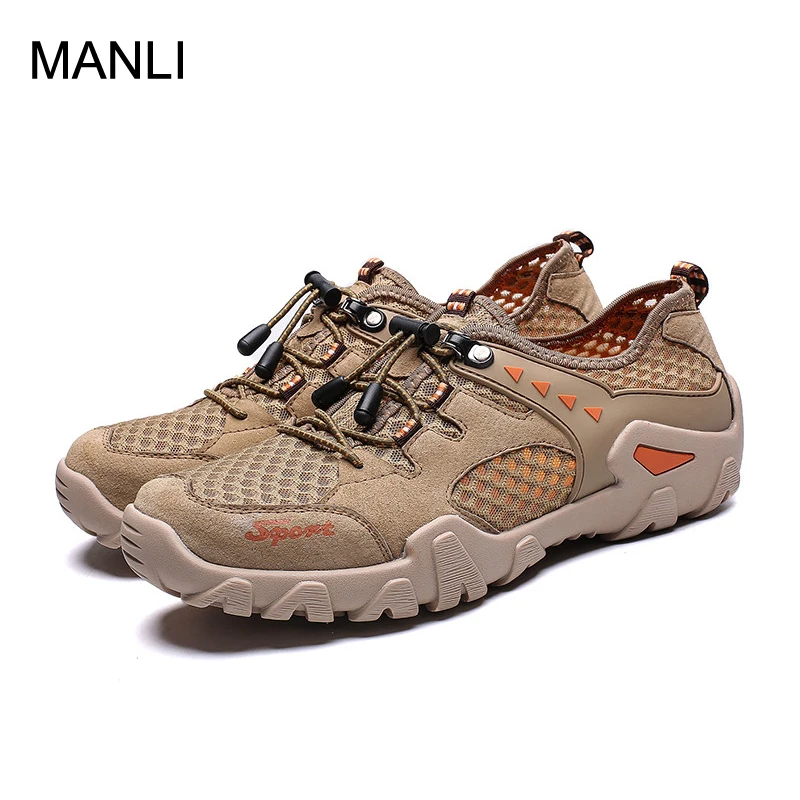 

MANLI 2019 Outdoor Men Hiking Shoes Waterproof Breathable Mesh Summer Trekking Water Shoes Men Hunting Anti-Slip Climbing Shoes