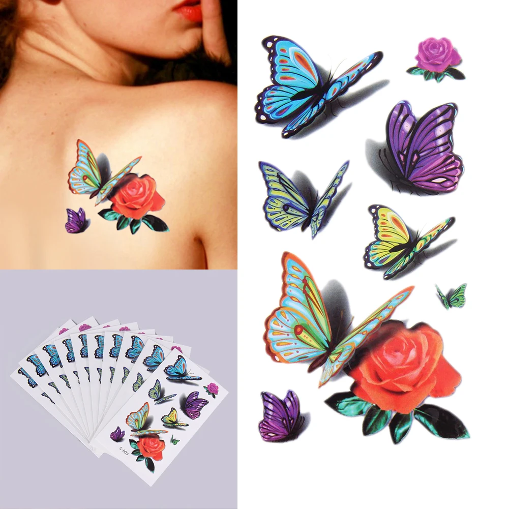 10 Простыни Детские/много разовый Водонепроницаемый Временные татуировки Наклейки красочный цветок бабочка DIY Средства ухода за кожей