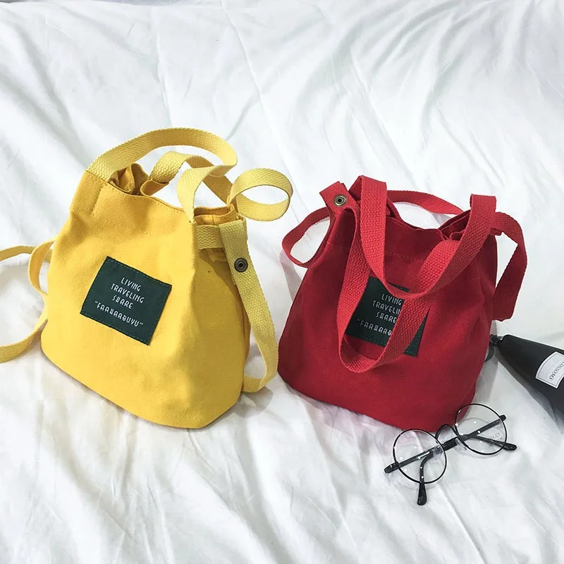 

Women's bag new alphabet bucket canvas packets shoulder oblique carry hand child bag mobile phone bag cute cloth bag