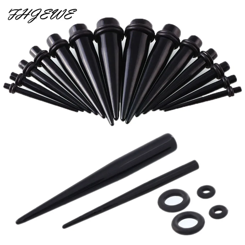 FHJEWE 2pcs White/Black Acrylic Flesh Tunnel Body Jewelry Trendy Cone