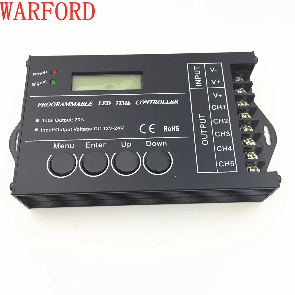 

TC420 programable Time RGB LED Controller 5 Channel Total Output 20A Common Anode Programmable for led strip module DC12V/24V