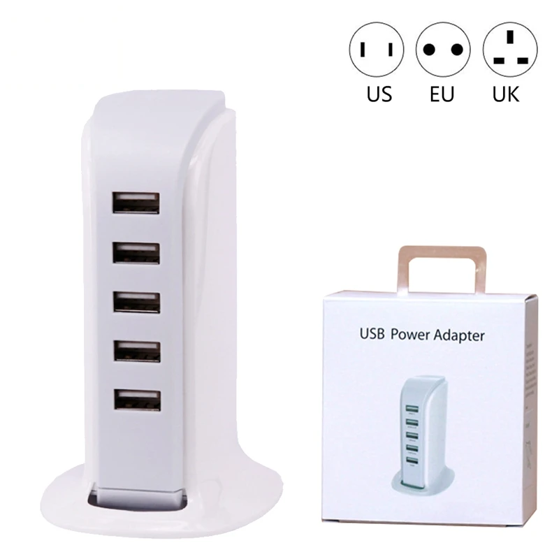 

5 Ports USB Smart Charger Power Adapter Desktop Charging US EU UK Plug LED display for iphone6 7 8 X XS Xmas Samsung S8 S9 S10