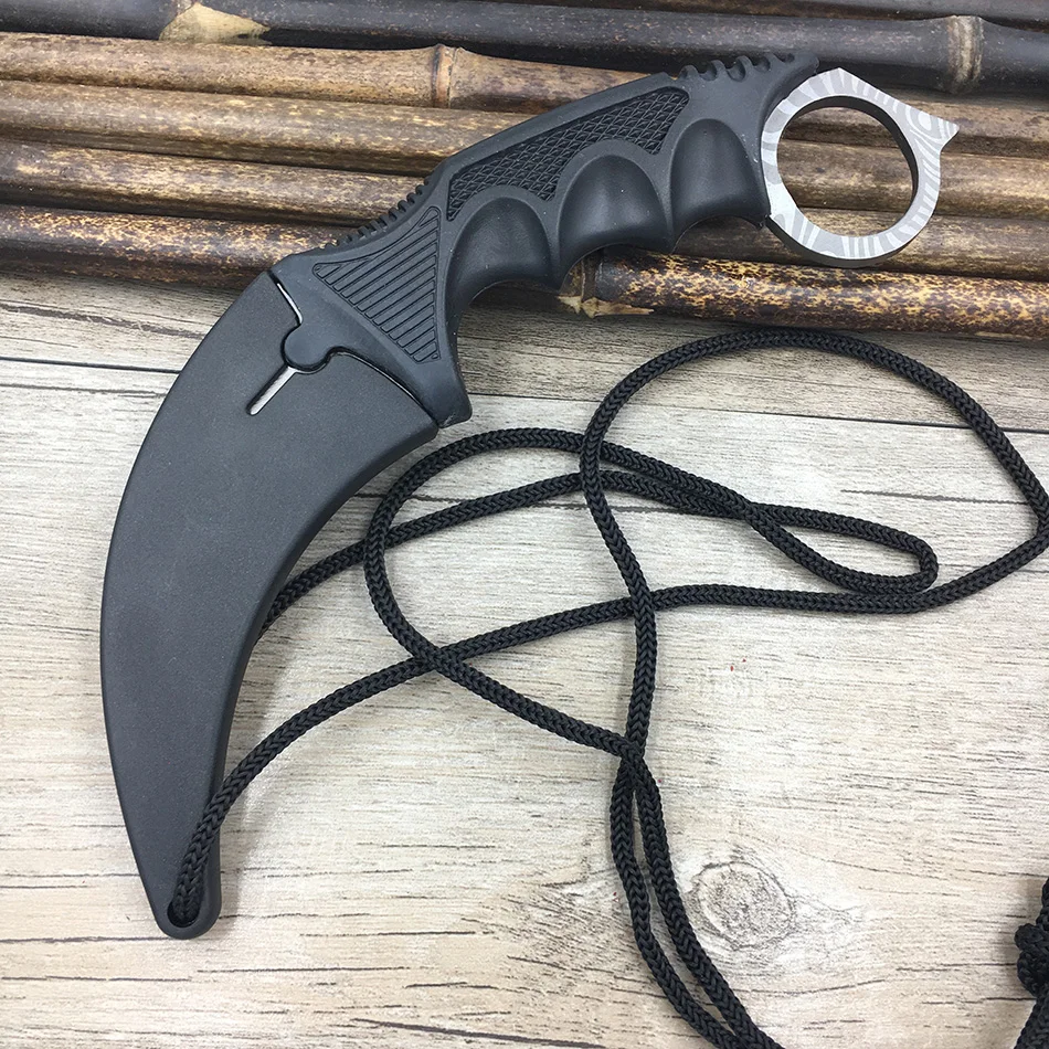 CS GO коготь счетчика удара Karambit нож шеи нож с оболочкой зуб тигра настоящая игра нож Радуга Кемпинг Фиксированное Лезвие Нож