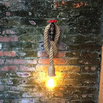 

Vintage Wall Light Water pipe Hemp Rope Wall Lamp E27 Retro Iron Wandlamp Indoor Decor Antique Wall sconce Light Fixtures