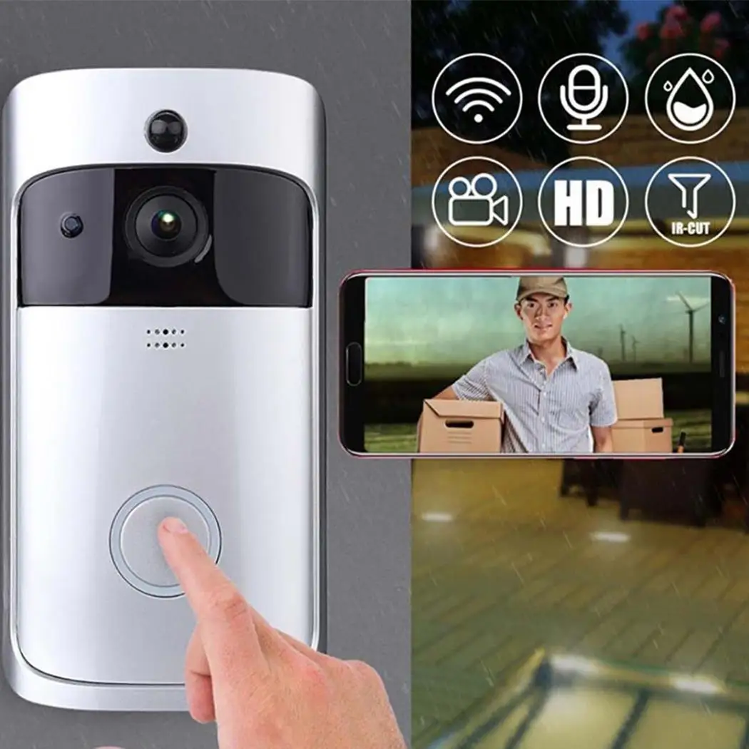 

Video Wireless Doorbell WiFi HD Home Security Wide Casual Angle Night Vision Doorbell 2 Megapixels Square