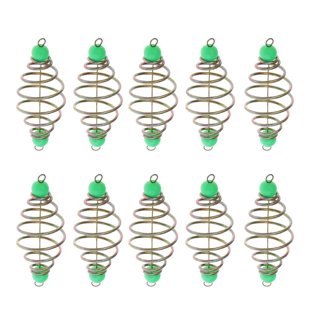 Fishing Trap Basket Baits Thrower and 10x Spring Inline Metal Fishing Feeder