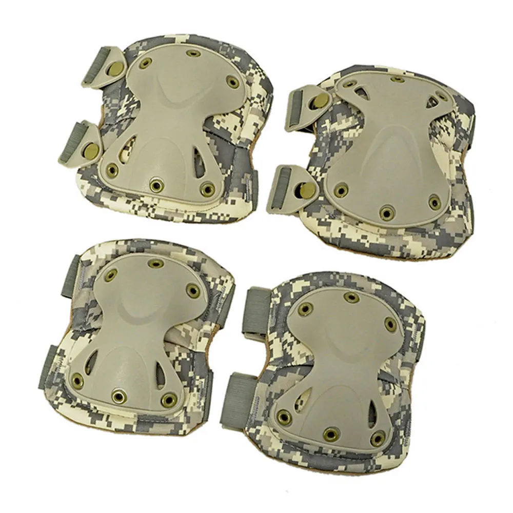 Universal Tactical Airsoft X Shape Protective Knee Elbow Pads Set Protector Gear Sports Hunting