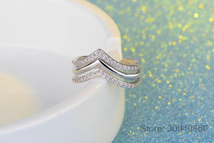 925 пробы, серебряные кольца для женщин, Многослойные Геометрические мозаичные CZ циркониевые кольца с изменяемым размером, Bague S-R207