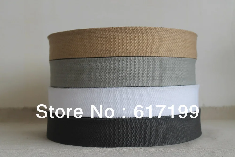 

5cm wide 50 yards long a roll cotton webbing ribbon belt ( khaki, grey,white and dark grey)