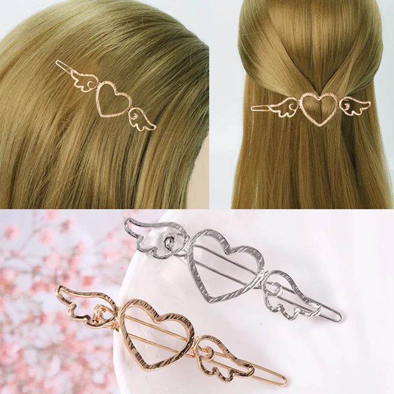 

Korean Fashion Love Heart Metal Hair Clips for Women Girls Alloy Hairpins Barrettes Wedding Bridal Hair Accessories Lover Gifts