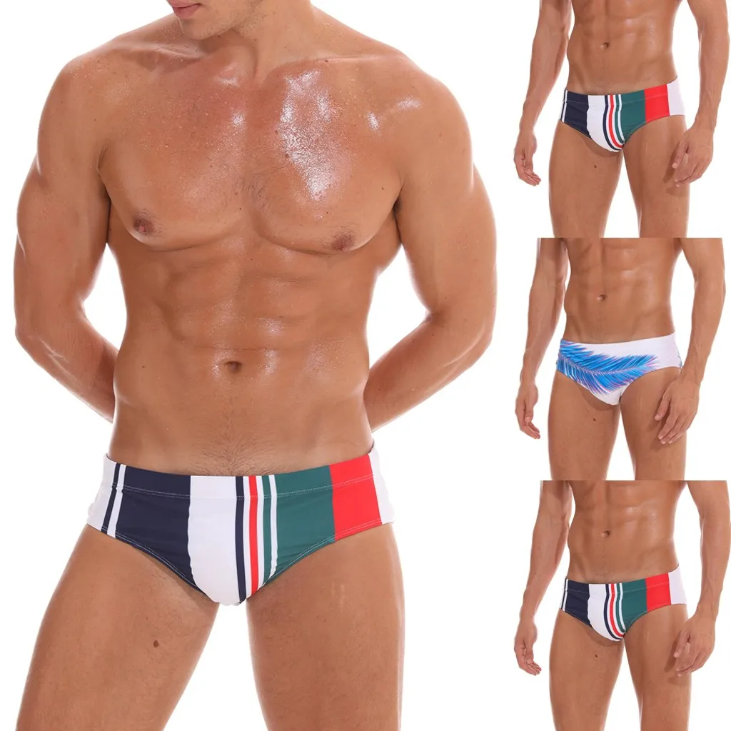 Мужской купальник, мужские плавки-трусы, сексуальные штаны, пляжный принт, для бега, для плавания, нижнее белье для мужчин, s maillot de bain