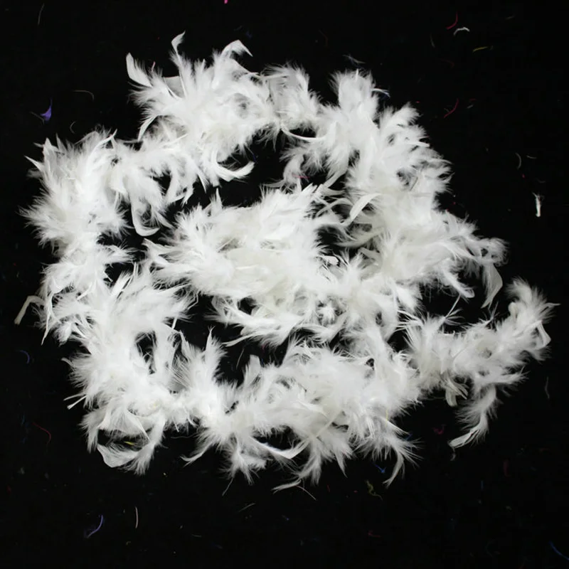 Woosee White Turkey Feather Boa Turkey Feather Strip 40g Fluffy Craft