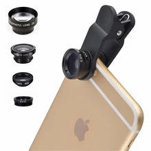 Универсальный зажим 4в1 Рыбий глаз Макро 2X телеобъектив широкоугольный Рыбий глаз объектив для iphone 4 4s 5 5s 5c SE 6 6s 7 Plus телефонные линзы