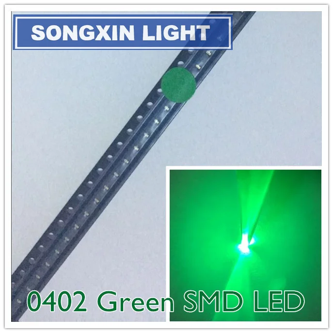 50 шт. 0402 1005 SMD светодиодный чип с зеленой поверхностью|light emitting diode|emitting diodesmd led |