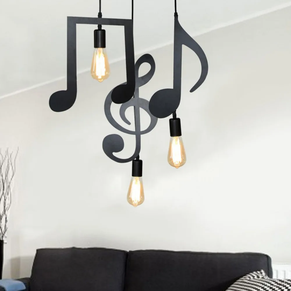 

Simple Modern Design Iron Music Notes Lamp Holder with E27 Head Creative Personality Decoration for Bedroom Living Room