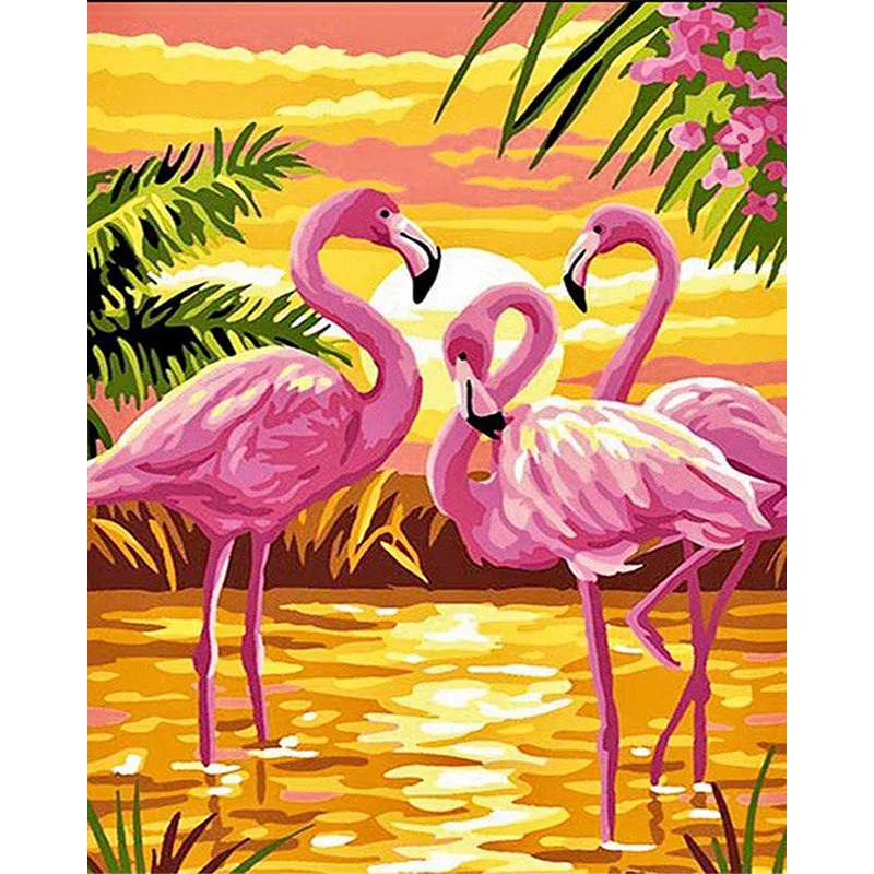 

pink flamingo seaside Animal DIY Digital Painting By Numbers Modern Wall Art Canvas Painting Unique Gift Home Decor 40x50cm