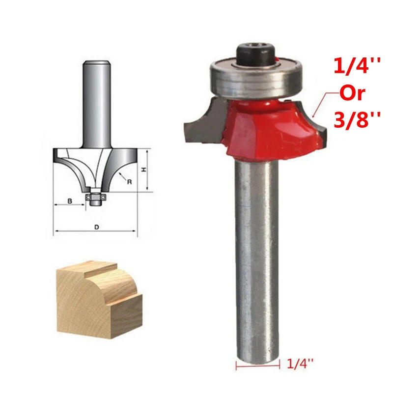 

Power Tool Parts New Round Over Beading Edging Router Bit Woodworking Tool 1/4" Shank 1/4'' 3/8" Radius Countersink Drill Bit