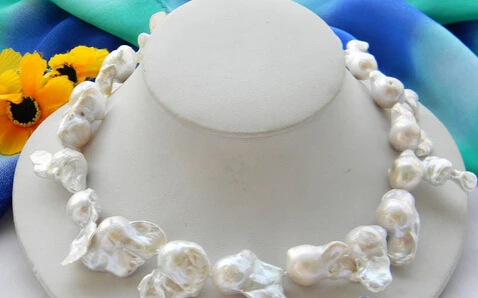 

huij 001996 17" 25MM BAROUE WHITE KESHI REBORN PEARL NECKLACE
