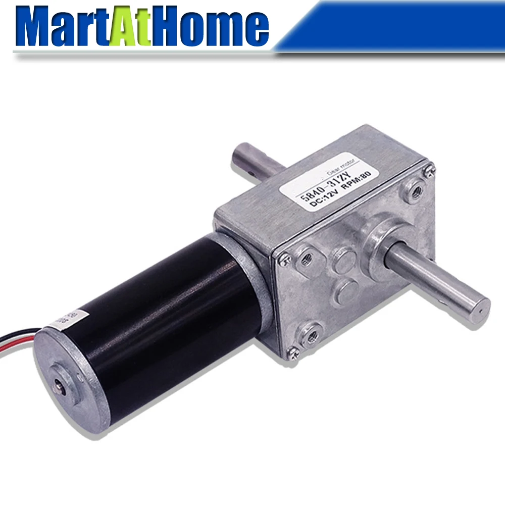 

5840-31zy Worm DC Geared Motor Double Shaft 21W 12V 24V Self-locking Max. 70 Kg.cm for DIY Automatic drying rack