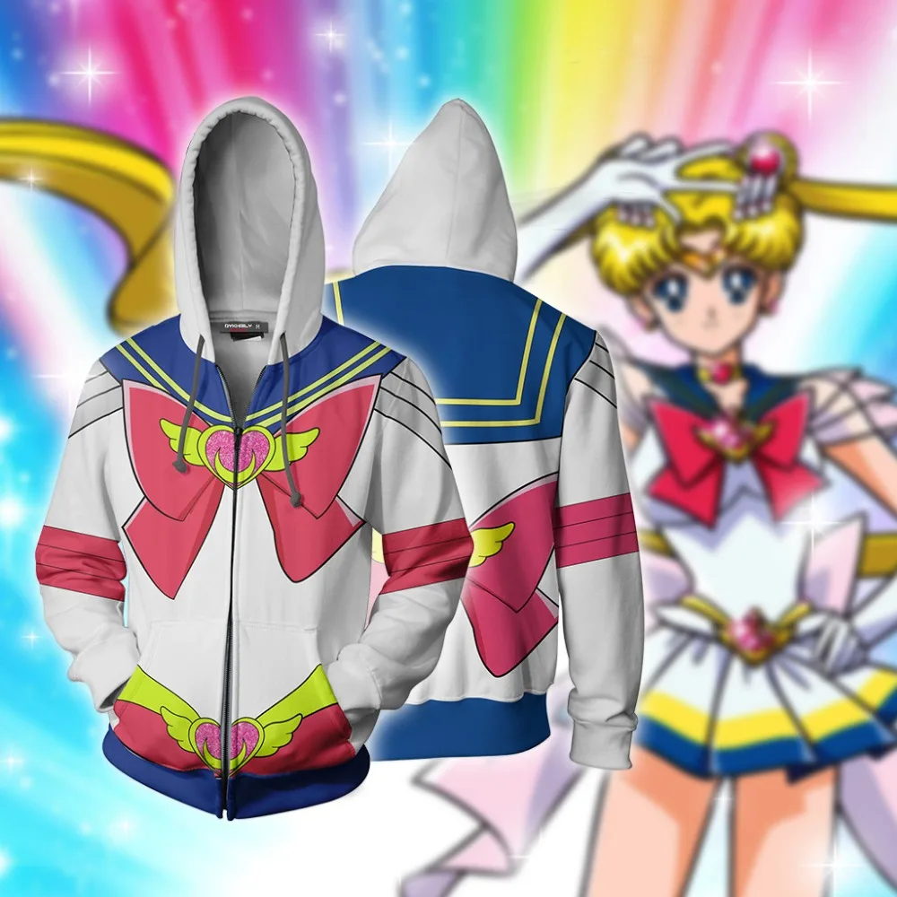 

3D Print Anime Sailor Moon Sweatshirt Hoodie Cosplay Costume Jacket Coats New