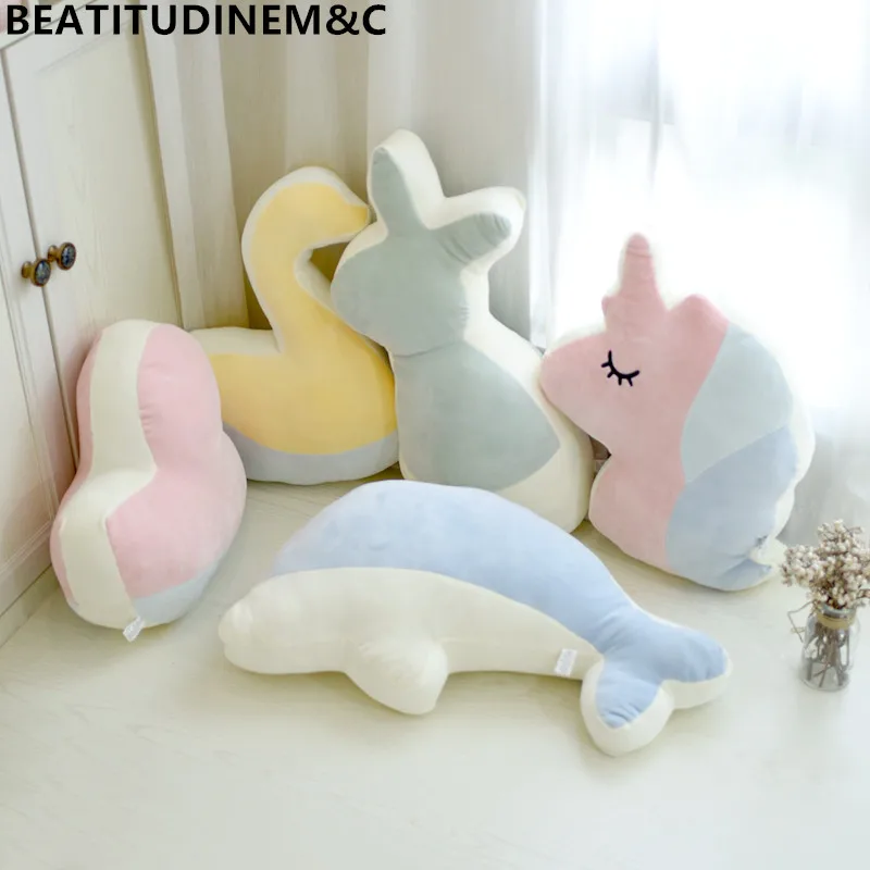 

Creative Ins Style Candy Color Soft Unicorn Stars Moon Animal Plush Toy Sofa Children's Room Bed Pillow Cushion Home Decoration