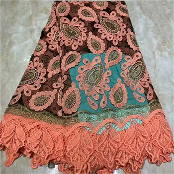 

5Yards High Quality 4 Colors African Embroidery Water soluble Milk Silk Lace Fabric Guipure Cord Nigerian Wedding Lace Fabric
