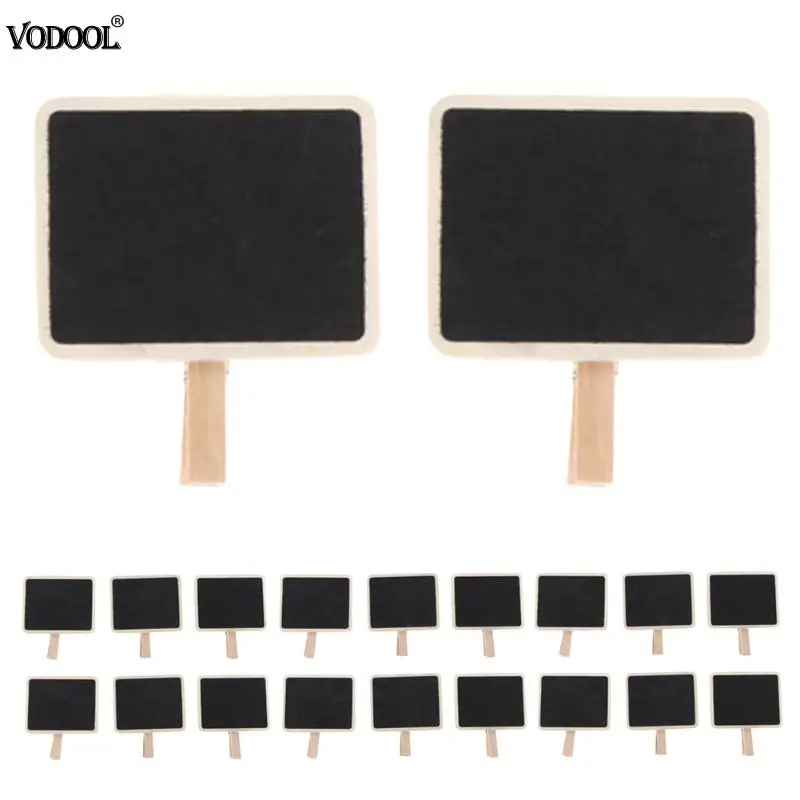 

20pcs Mini Retangle Chalkboard Clips Blackboard Tag Crafts for Wedding Party Table Decoration Note Message Stand Table Board