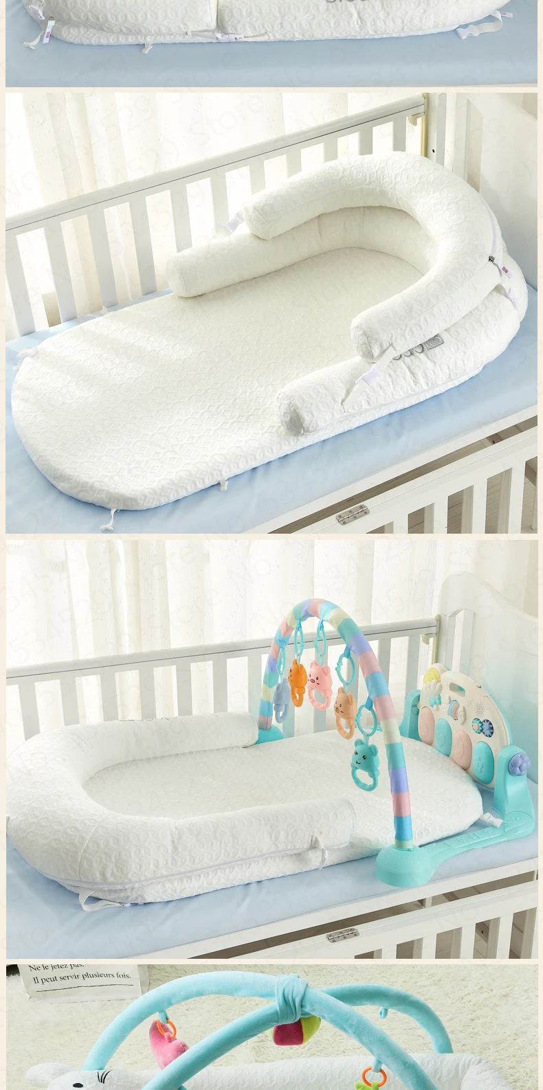 Для продажи, портативная многофункциональная бионическая кроватка для новорожденных с защитой от давления, дышащая хлопковая детская кровать, полностью моющаяся Bb кровать