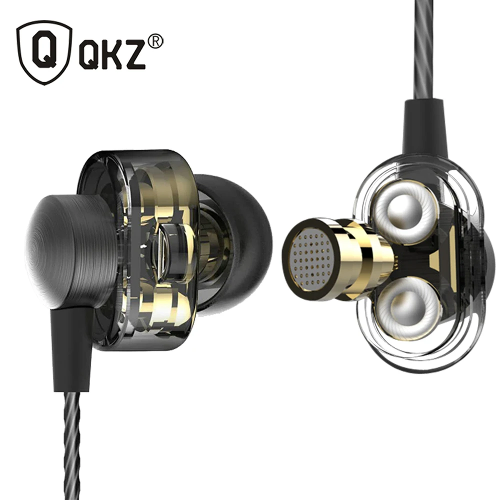 Earphones QKZ DM8 Mini Dual Driver Extra Bass Turbo Wide Sound Gaming Headset Mp3 DJ Field