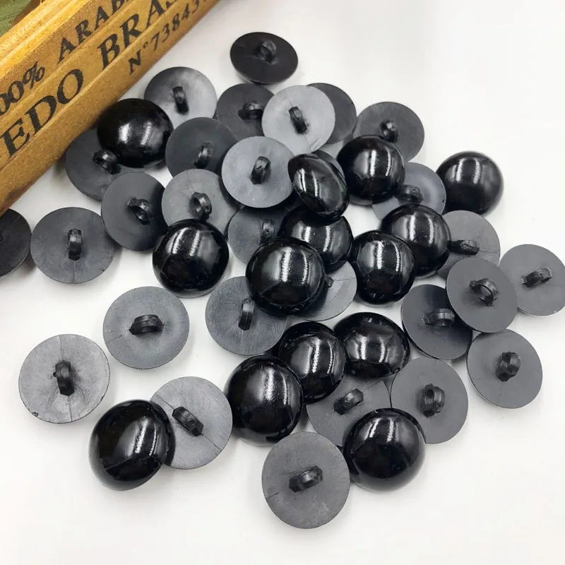 50pcs 20mm Black Buttons Plastic For Scrapbooking Half Pearl Shank
