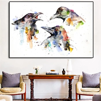 

Raven Watercolor Wall Art Canvas Poster And Print Canvas Painting Decorative Picture For Modern Bedroom Home Decor Framework HD