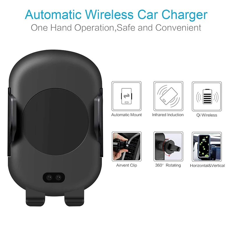 Быстрое QI Беспроводное Автомобильное зарядное устройство автоматический индукционный автомобильный держатель телефона на вентиляции Колыбель для iPhone 8/8 Plus/X/XS samsung S8 S9