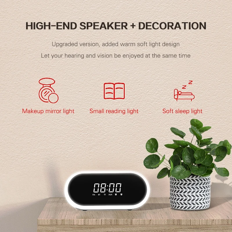 Fm Radio Alarm Clock Digital Mirror Surface Dimmer Large Led Display With Usb Charger Ports, Adjustable Brightness- For Trave