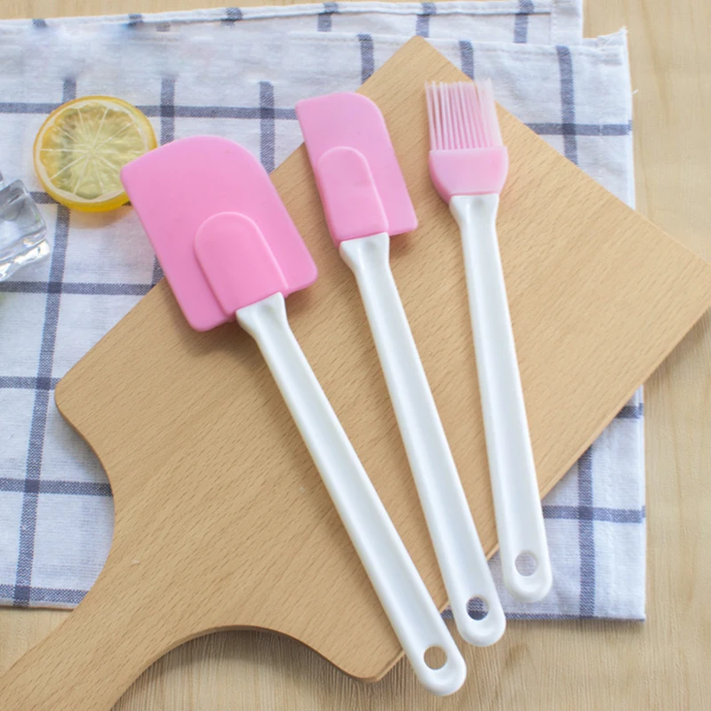3Pcs Silicone Cream Butter Spatula Brush Set Cake Brushes Mixing Batter