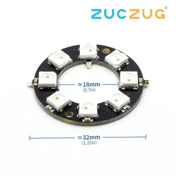 

8 Bits WS2812 5050 RGB LED Ring Lamp Light with Integrated Drivers for arduino Diy Kit