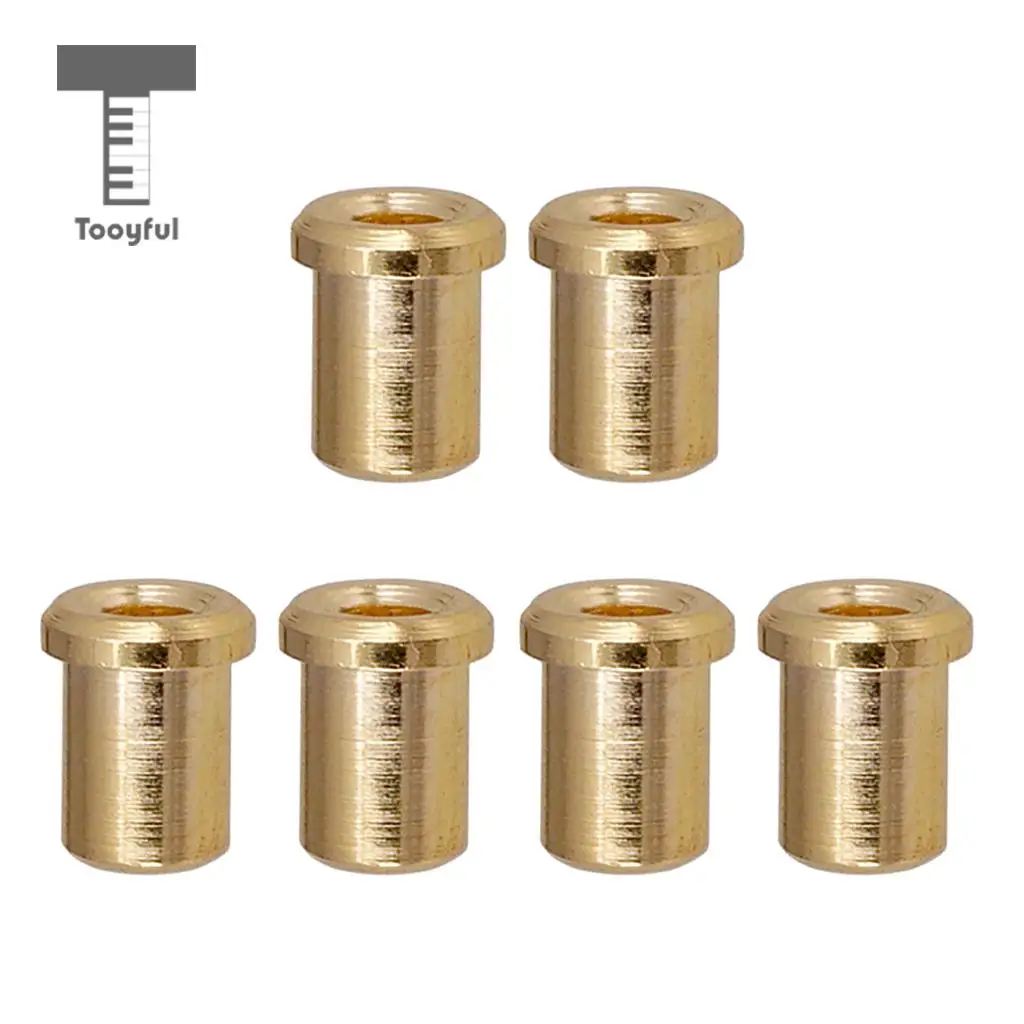 Tooyful Electric Guitar Bridge String Thru Body Mounting Ferrules Bushing Accessory Gold