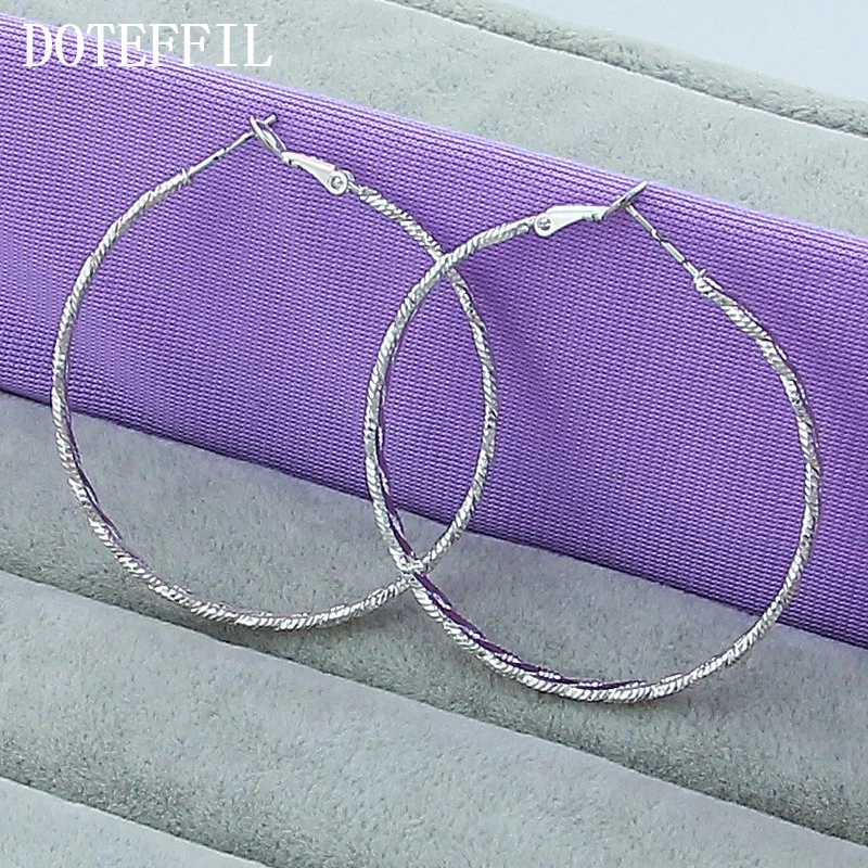 5 Cm Silver Hoop Earrings For Women 925 Sterling Silver Jewelry Gifts Luxury Senior Woman Hoop Earrings E126