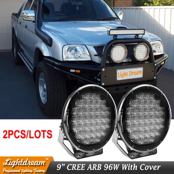 

pair of 9inch 96w Black Red Round LED Work Light Spot Flood Driving Off road for Offroad Truck Car ATV SUV Boat 4wd ATV 12V lamp
