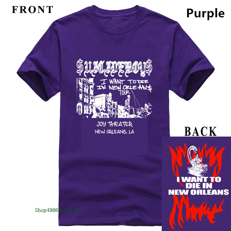 SUICIDEBOYS/ футболка для мальчиков с надписью «I WANT TO DIE IN NEW ORLEANS$ UICIDEBOYS», размеры от S до 3XL, мужские футболки высокого качества, футболка - Цвет: Фиолетовый