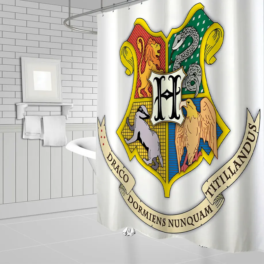 Harry Potter Shower Curtains Hogwarts Magic School Badge 69 x 70 Inch