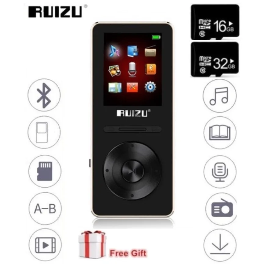 2019 оригинальный RUIZU X29 8 Гб MP3 плеер с 1 дюймов Экран Bluetooth музыкальный FM Поддержка