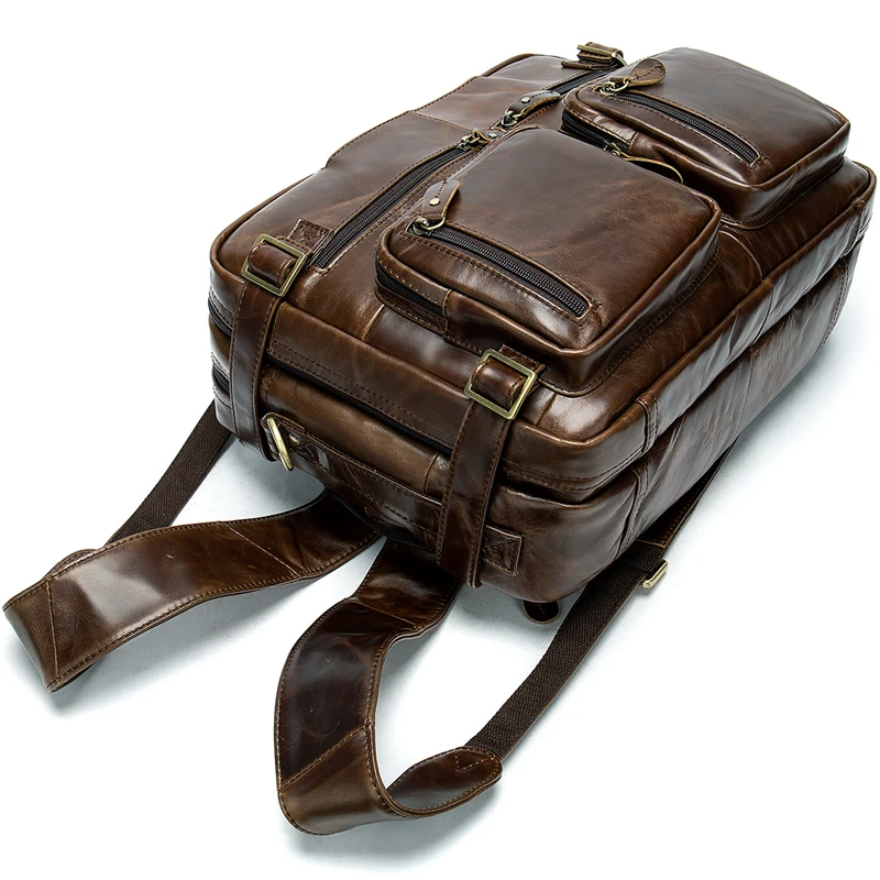 Мужской рюкзак WESTAL из натуральной кожи, Мужской многофункциональный рюкзак для ноутбука, мужской деловой рюкзак на плечо, школьные сумки 342