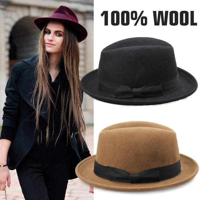 Brand New Fedora Hat With Bowknot 2015 Fashion 100 Wool Vintage Fedora