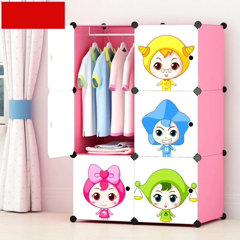 أطفال الكرتون الراتنج خزانة خزانة بسيطة تخزين ثلاثة طبقة التسليح تلقي محفوظ ملابس الطفل خزانة JJ022