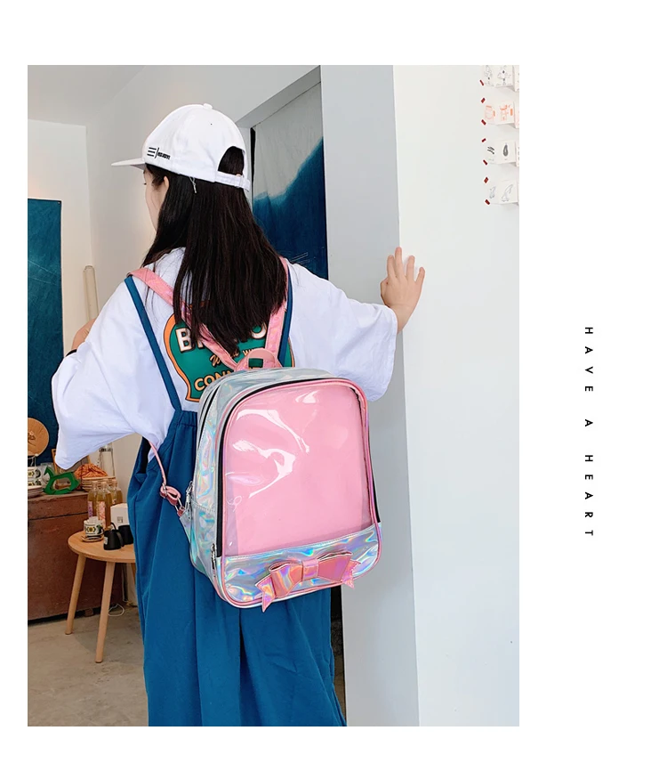 Модные лазерные прозрачные женские рюкзаки с милым бантом Ita, школьные сумки для девочек-подростков, прозрачный ПВХ водонепроницаемый Желейный женский рюкзак