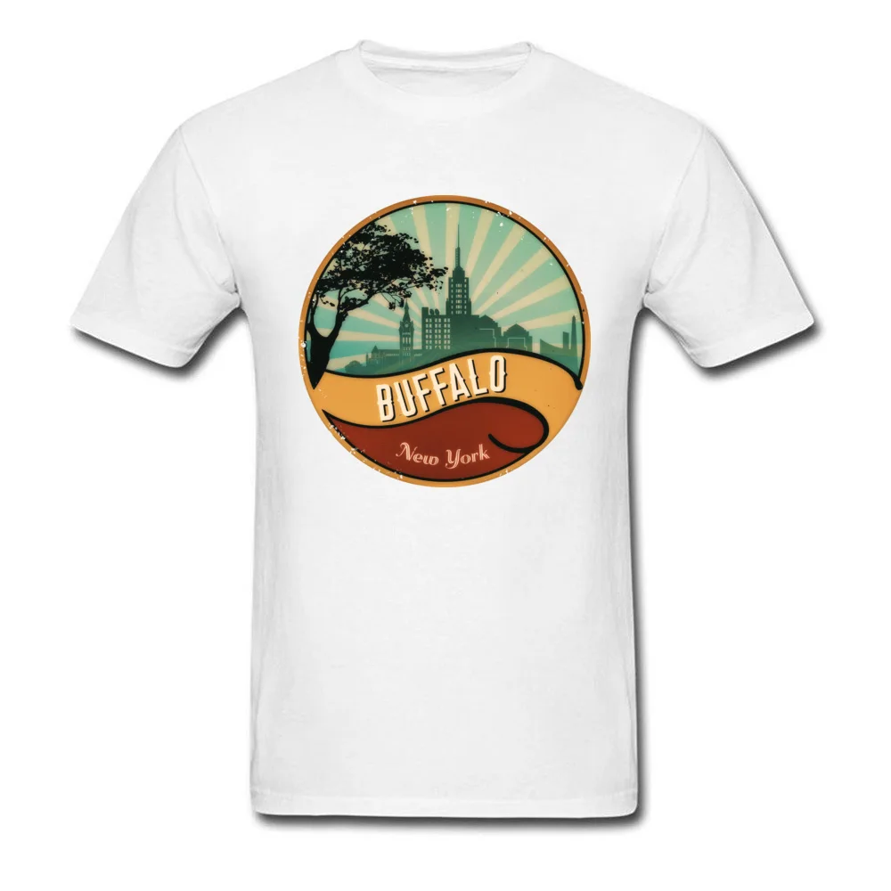Personalized O-Neck T Shirts Lovers Day T Shirt Short Sleeve Prevalent 100% Cotton Simple Style Tee-Shirts Hip hop Men Buffalo City Skyline New York Retro Vintage 80s white