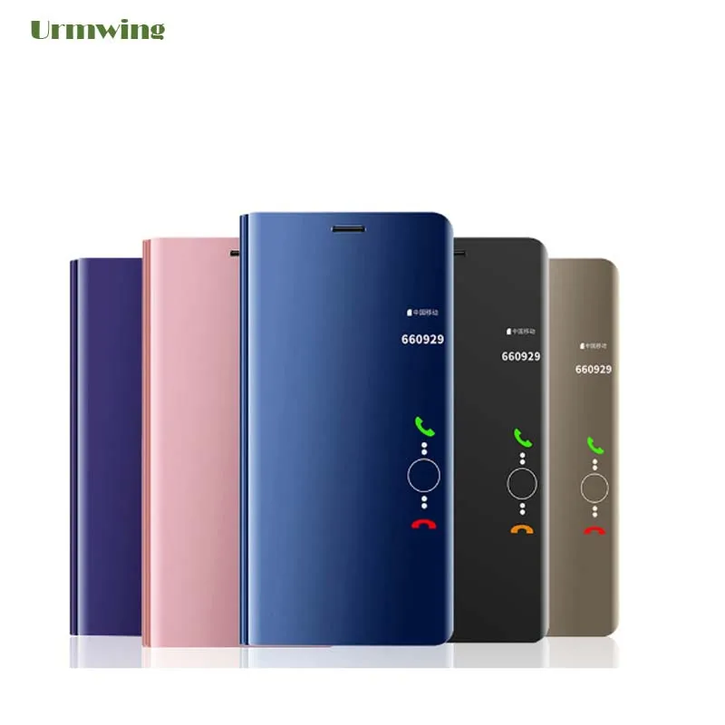 Умный флип чехол Urmwing Mirror View для Huawei P10Lite P8 P9Lite2017 P10 P10Plus Mate10 Mate9 прозрачный умный